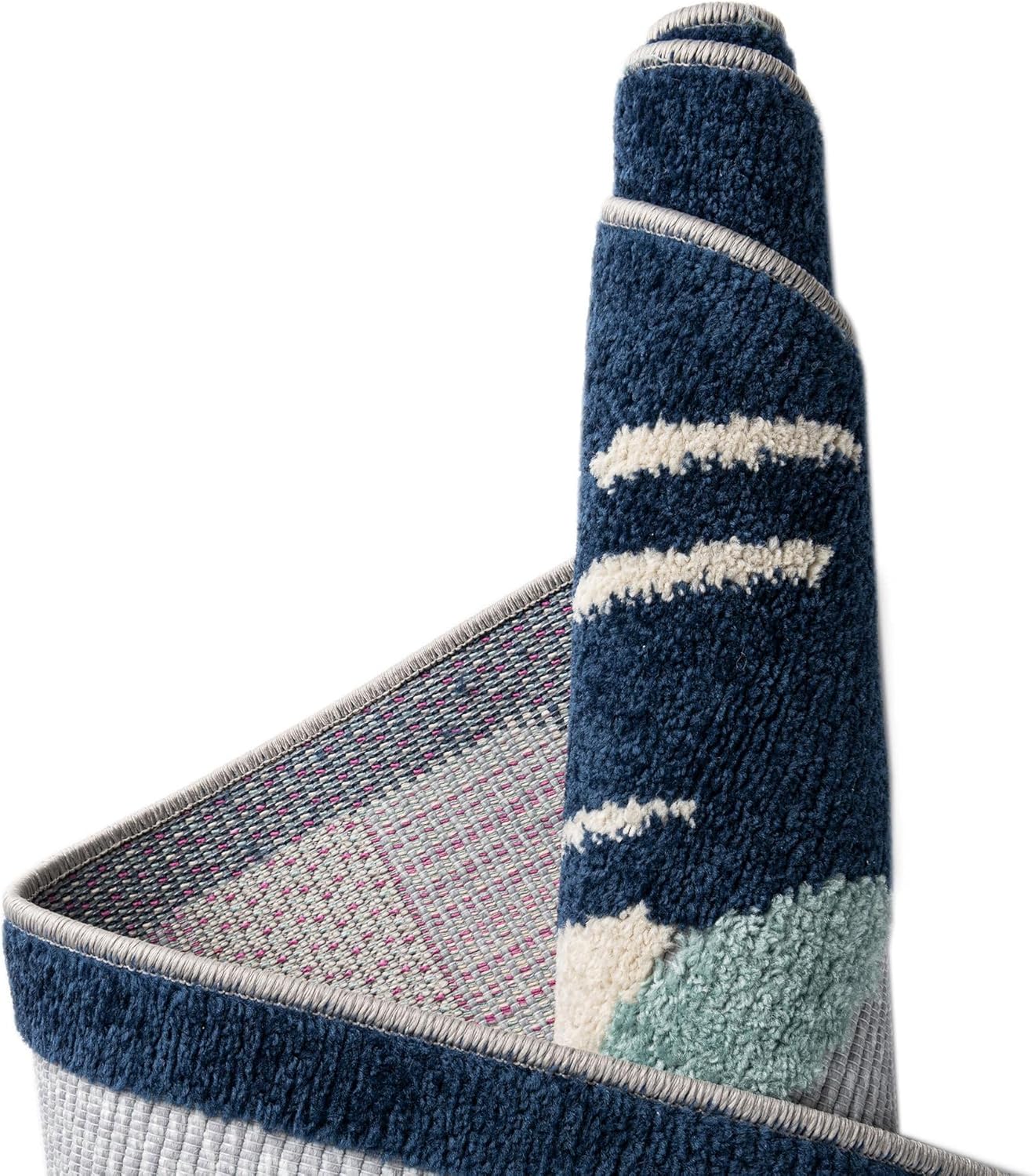 Rugs.com Aruba Outdoor Collection Rug – 3 Ft Round Gray Blue Low-Pile Rug Perfect for Any Outdoor Space, Kitchens, Dining Rooms