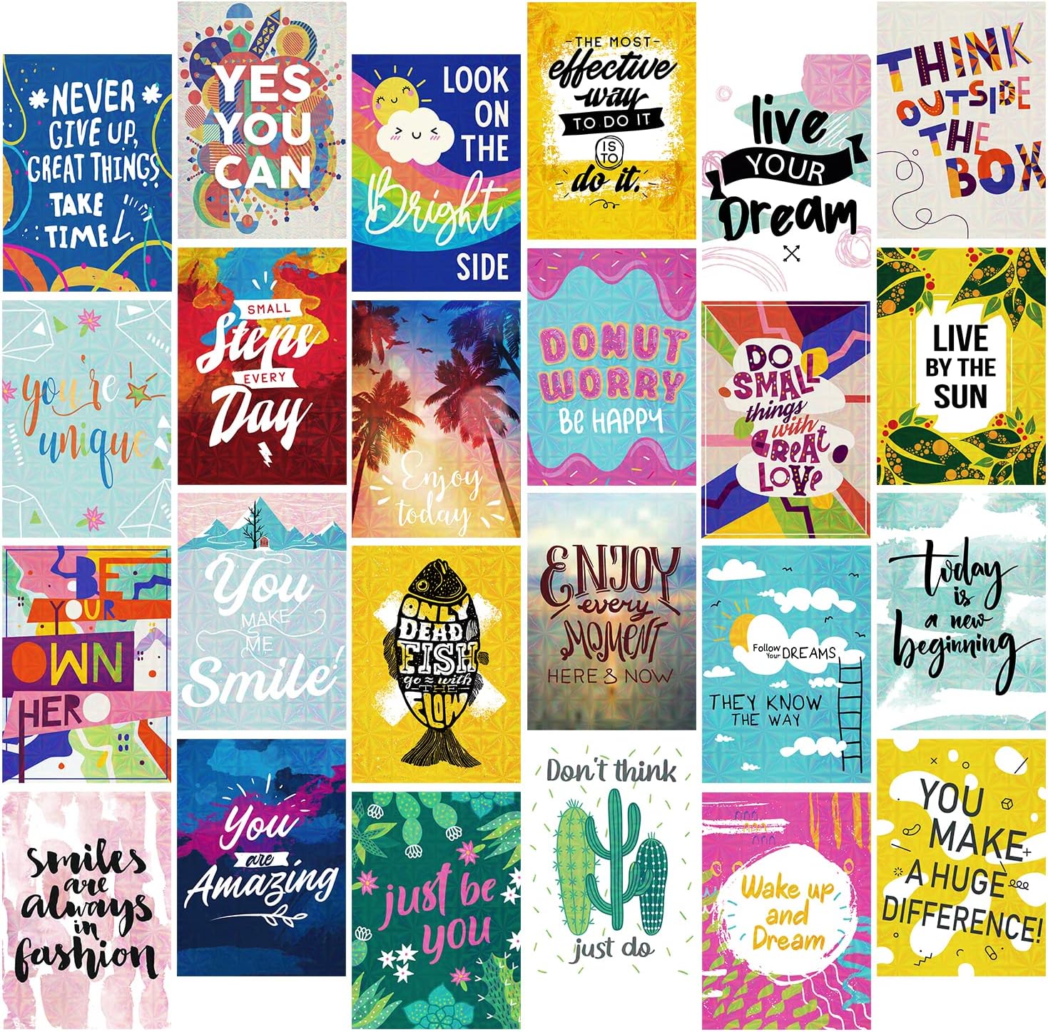 Deeplay Motivational Encouragement Greeting Cards, 24 Packs Holographic Inspirational Quote Cards, Get Well, Appreciation and Kindness Cards for Colleagues, Classmates, Family and Friend - Image 2