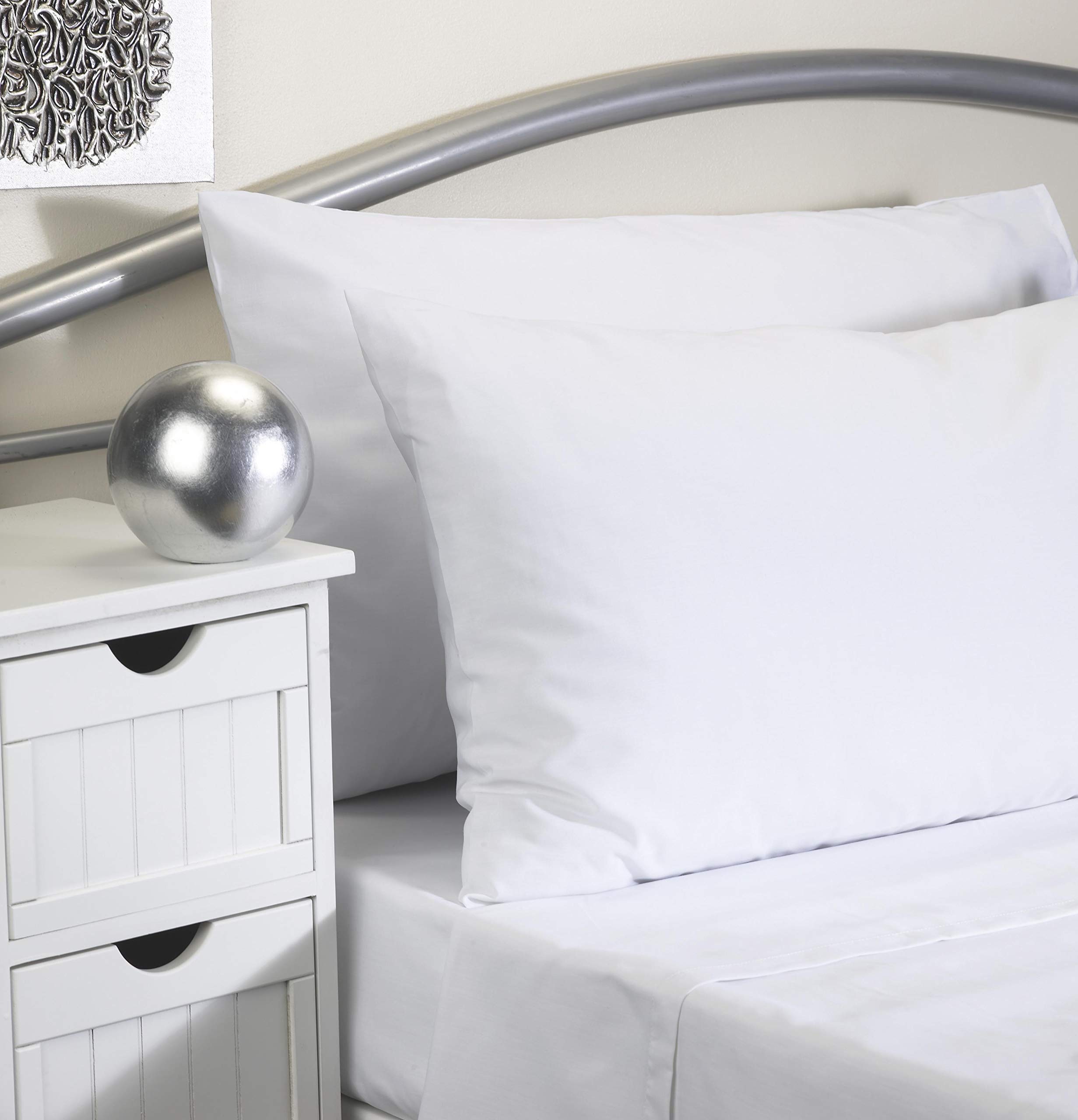 Tiacare Bed Linen - Fire Retardant to BS EN 7175 (White, Single - Duvet Cover)