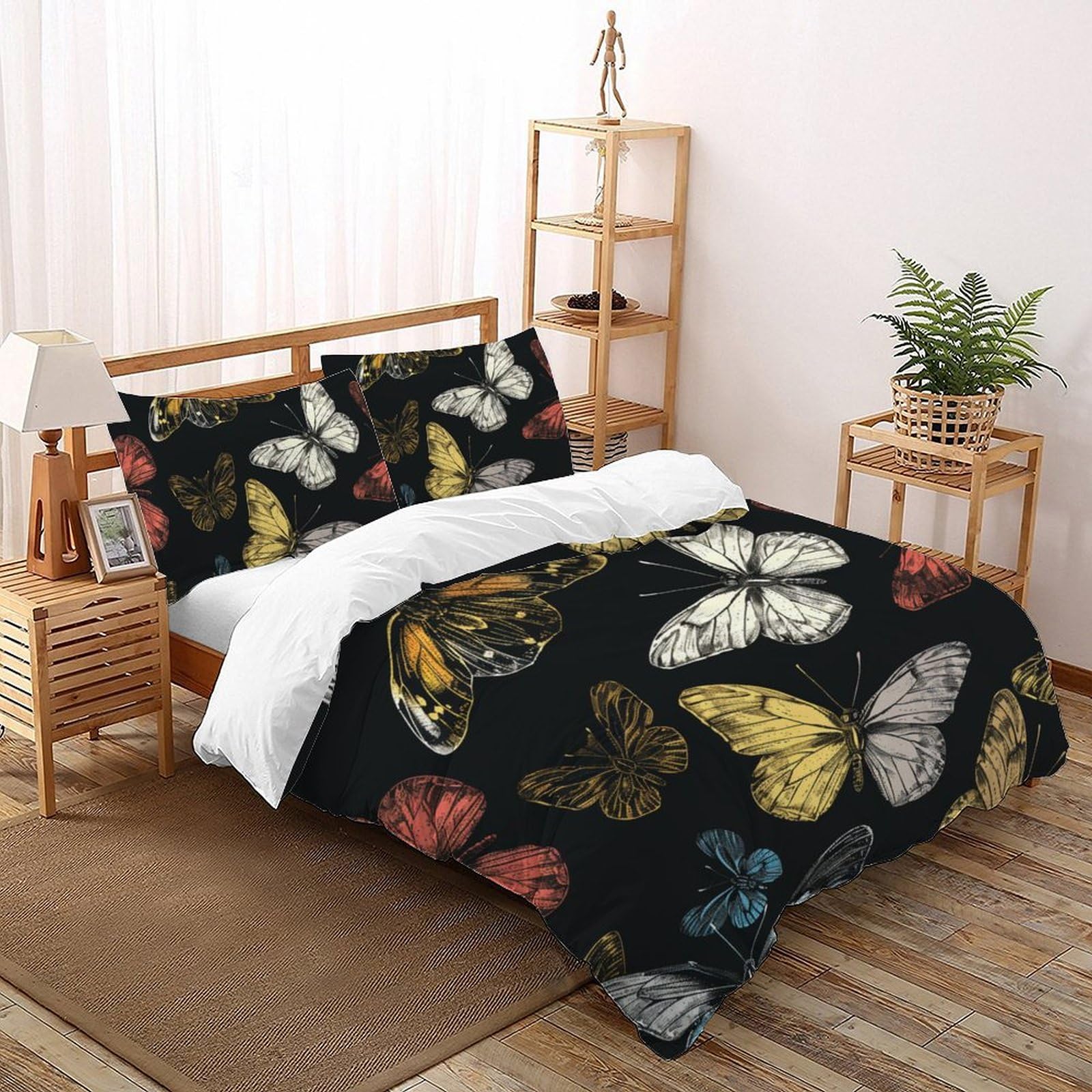 Housse de couette papillon de qualité supérieure parure de lit chic 3 pièces