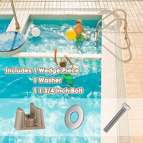 Miniatura 3 de Anclaje de escalera de piscina PW-4C de 4 pulgadas, anclajes estilo Hanover de bronce con perno - Se adapta a anclajes de riel de 4 pulgadas -