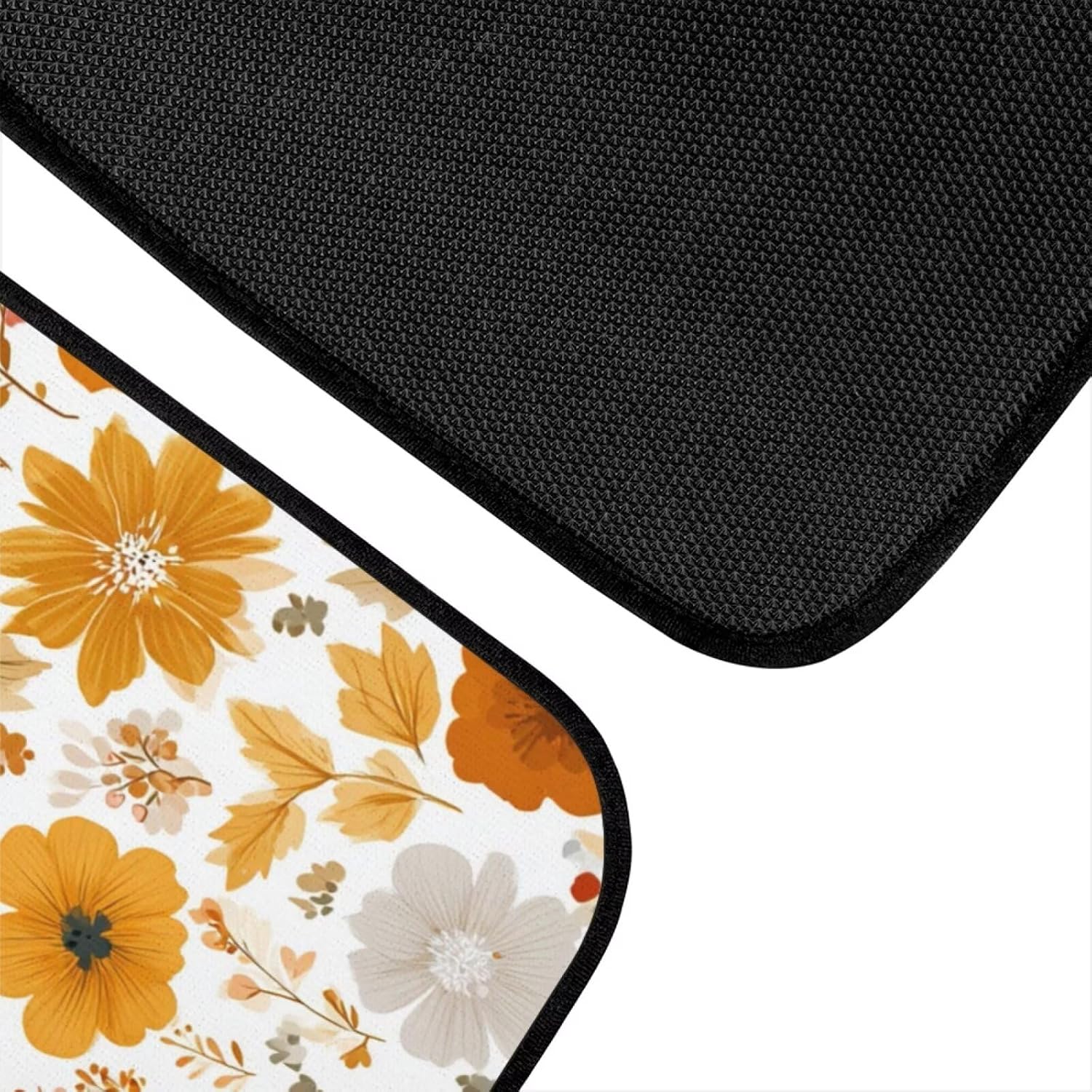 Hippie Flower Print Front Rear 4 Piece Set Vehicle Decor Mat Non-Slip Car Interior Rugs with Non Slip Rubber Backing Washable Automotive Interior Mat