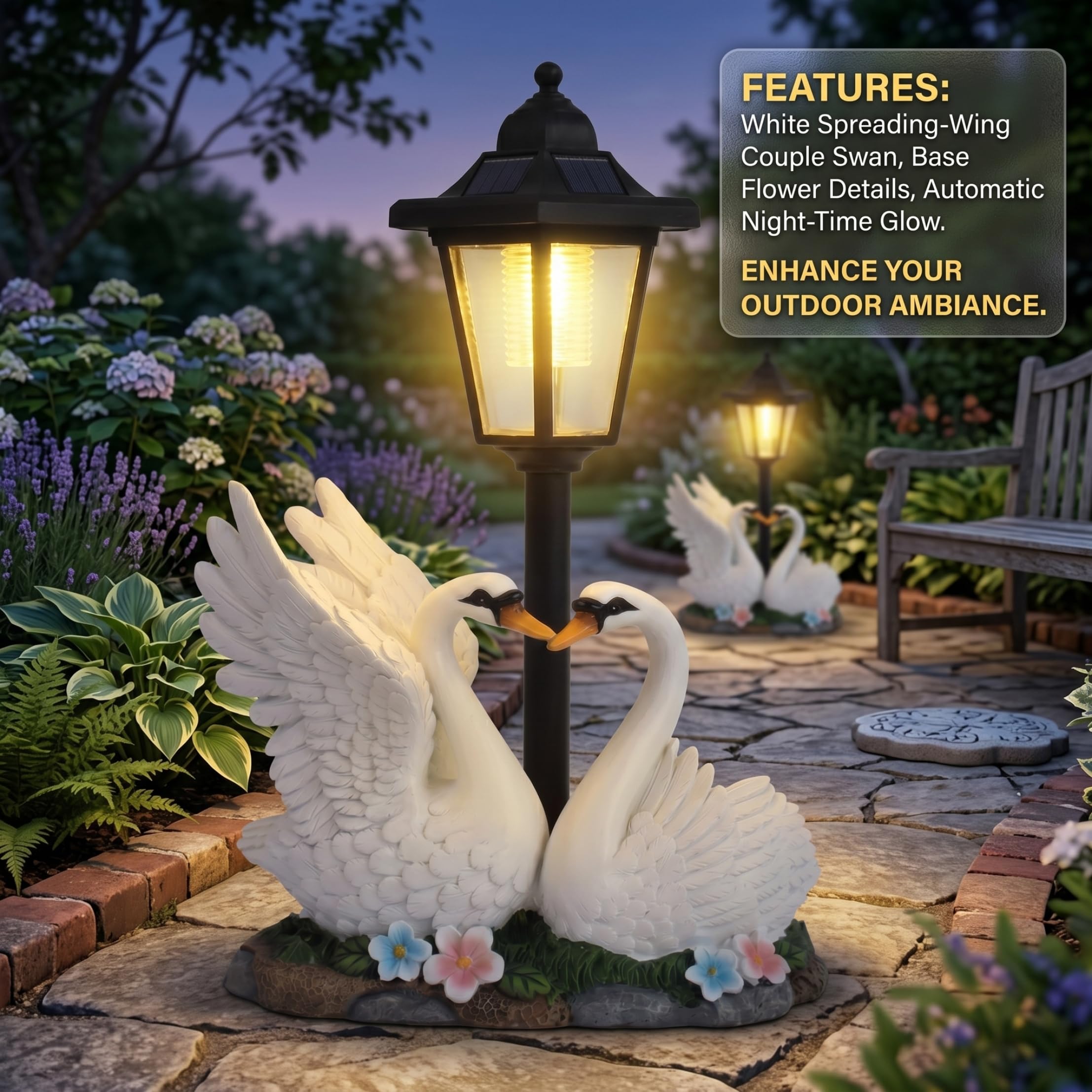 Estatuas solares de jardín Pareja de cisnes con luz solar figura de pato para exteriores para decoración de patio y porche Estatuas solares de jardín estatua de cisne estatua de pato figura de p