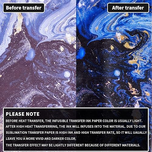 Miniatura 2 de Lucky Goddness Papel de tinta de transferencia infusible de mármol, papel de transferencia de calor de 4.5 x 12 pulgadas para camisetas en blanco,