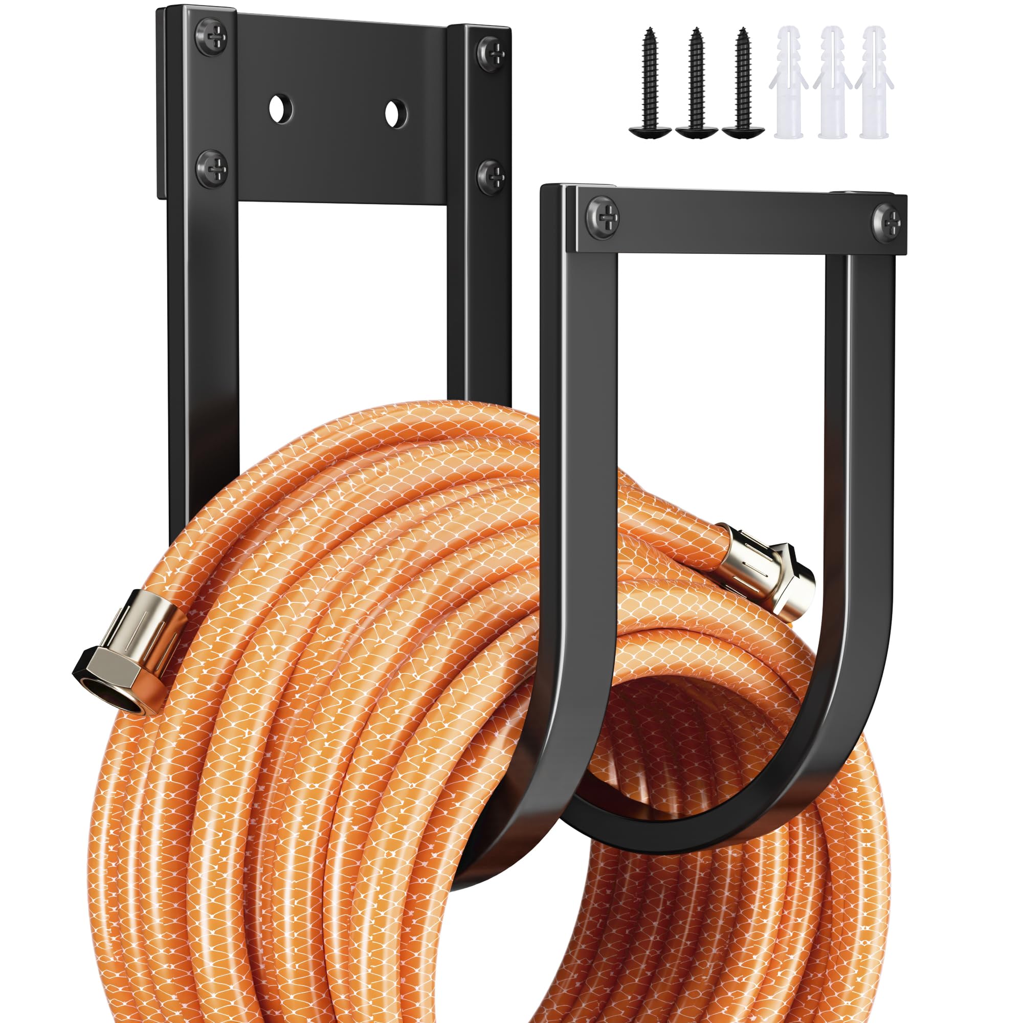 Photo 1 of Garden Hose Holder Wall Mount - Metal Water Hose Hanger for Outside, Durable Hook for Garden, Garage, or Yard Storage