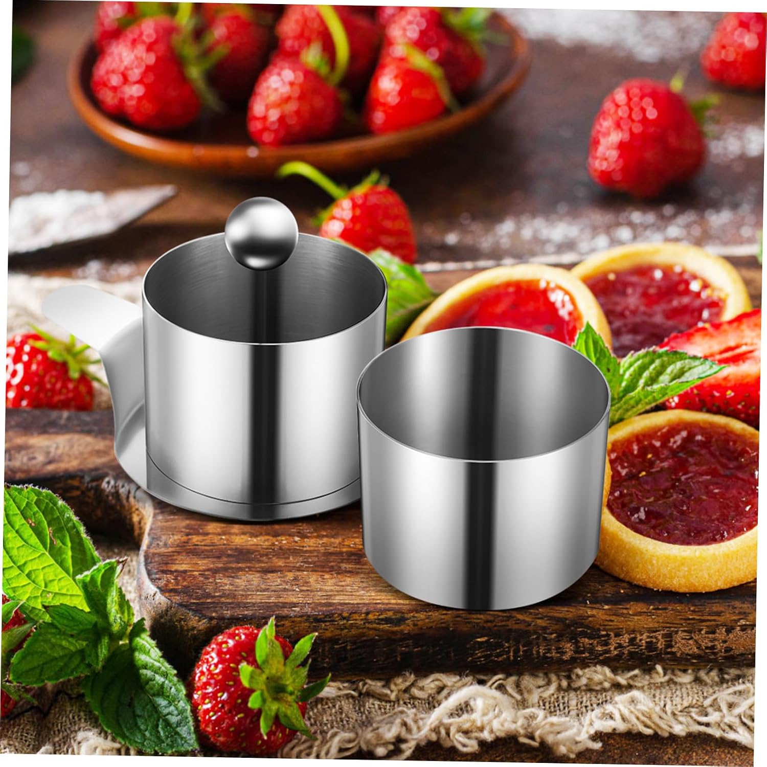 KICHOUSE Baking Stainless Steel Dessert Mousse Molds Ring Molds for Cooking Cake for Baking Home Bakers Supplies Round Shape