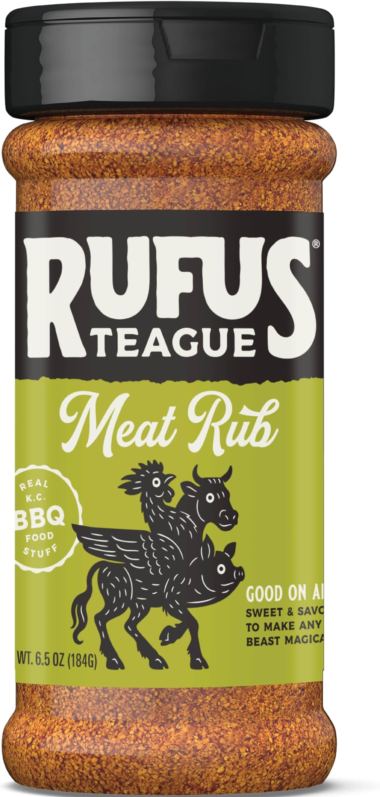 Rufus Teague Meat Rub, Gluten-Free, Award-Winning All-Purpose Spice, 6.5 oz | Premium Barbecue Seasoning & Dry Rub for Smoking and Grilling, Pork & Chicken, Gluten-Free, For Any Occasion, Pantry Staple