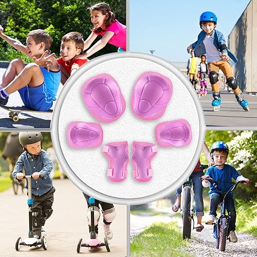 Miniatura 5 de CKE Rodilleras para niños, rodilleras y coderas, conjunto de equipo de protección para niños y niñas con protectores de muñeca 3 en 1 para patinaje,