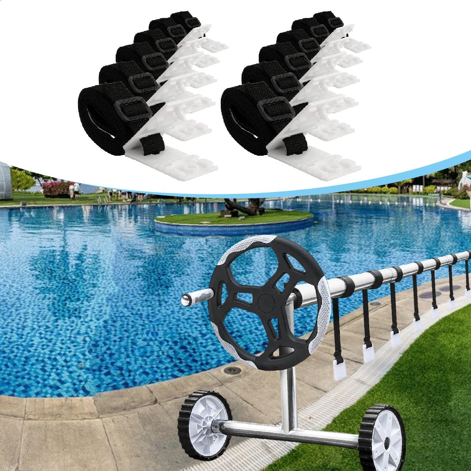 Kit de Fixation pour Enrouleur de Couverture de Piscine, Accessoires, Sangles Robustes, Portable et Léger pour Couvertures de Piscine, 12 Pièces
