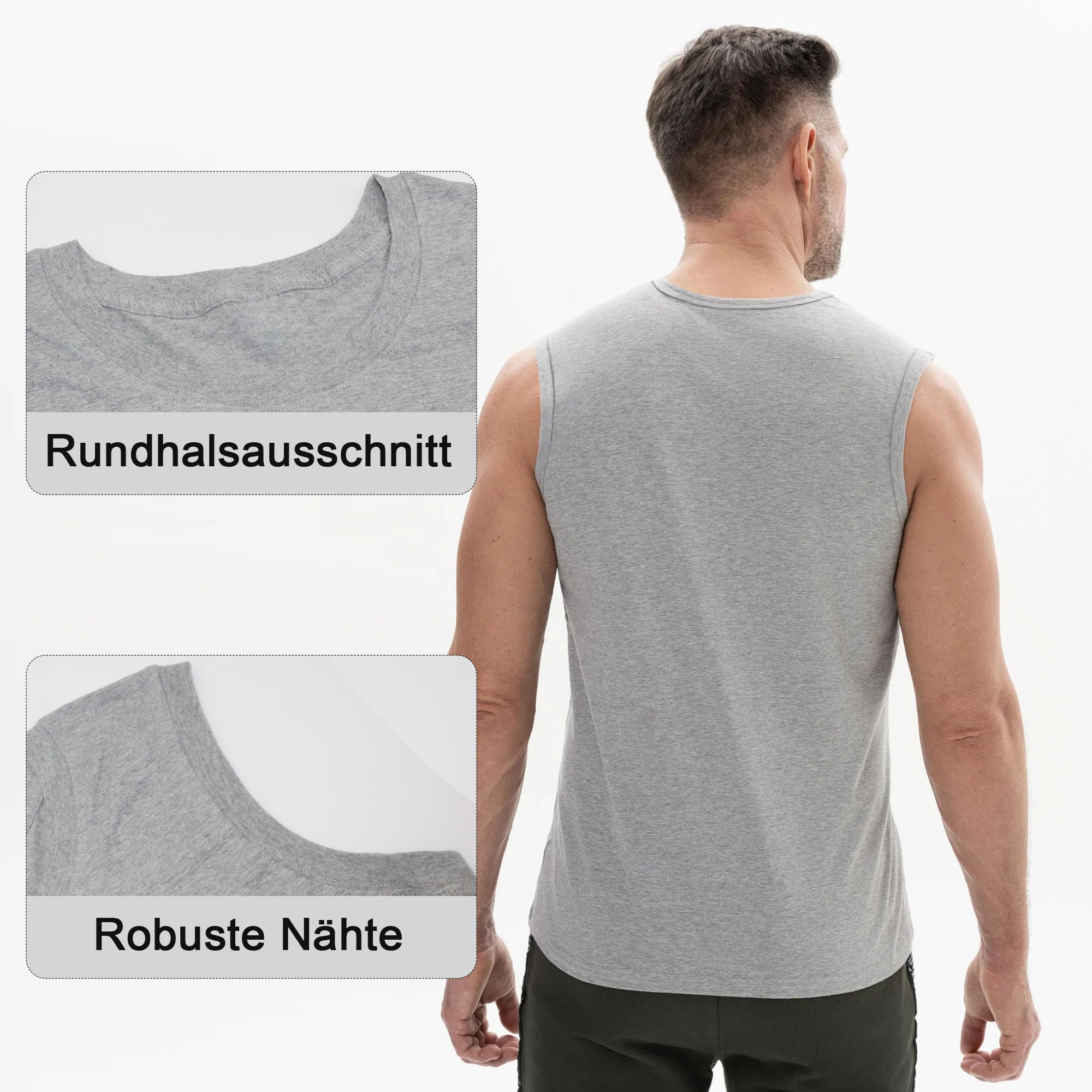 LiKing Pacco da 3/6 Canotta Uomo,100% Cotone,Tank Top Sportive Allenamento Canotte Elasticizzato Stringer Vest,Senza Maniche,con Scollo Rotondo,Casual Canotte estive Smanicato Uomo