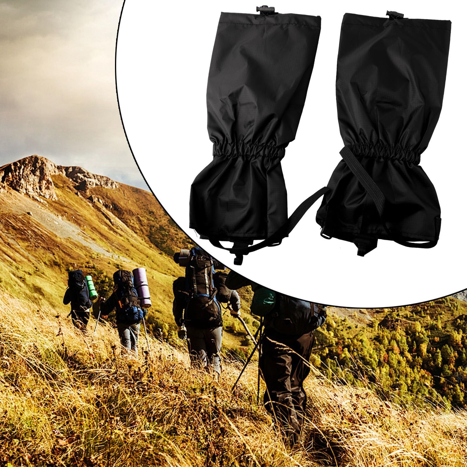 Polainas protectoras impermeables transpirables para botas de senderismo escalada (negro)