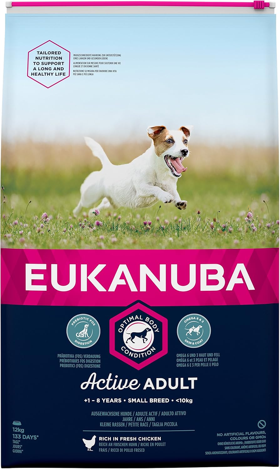 Eukanuba Adult Dog Food for Small Dogs Rich in Fresh Chicken, 12 kg