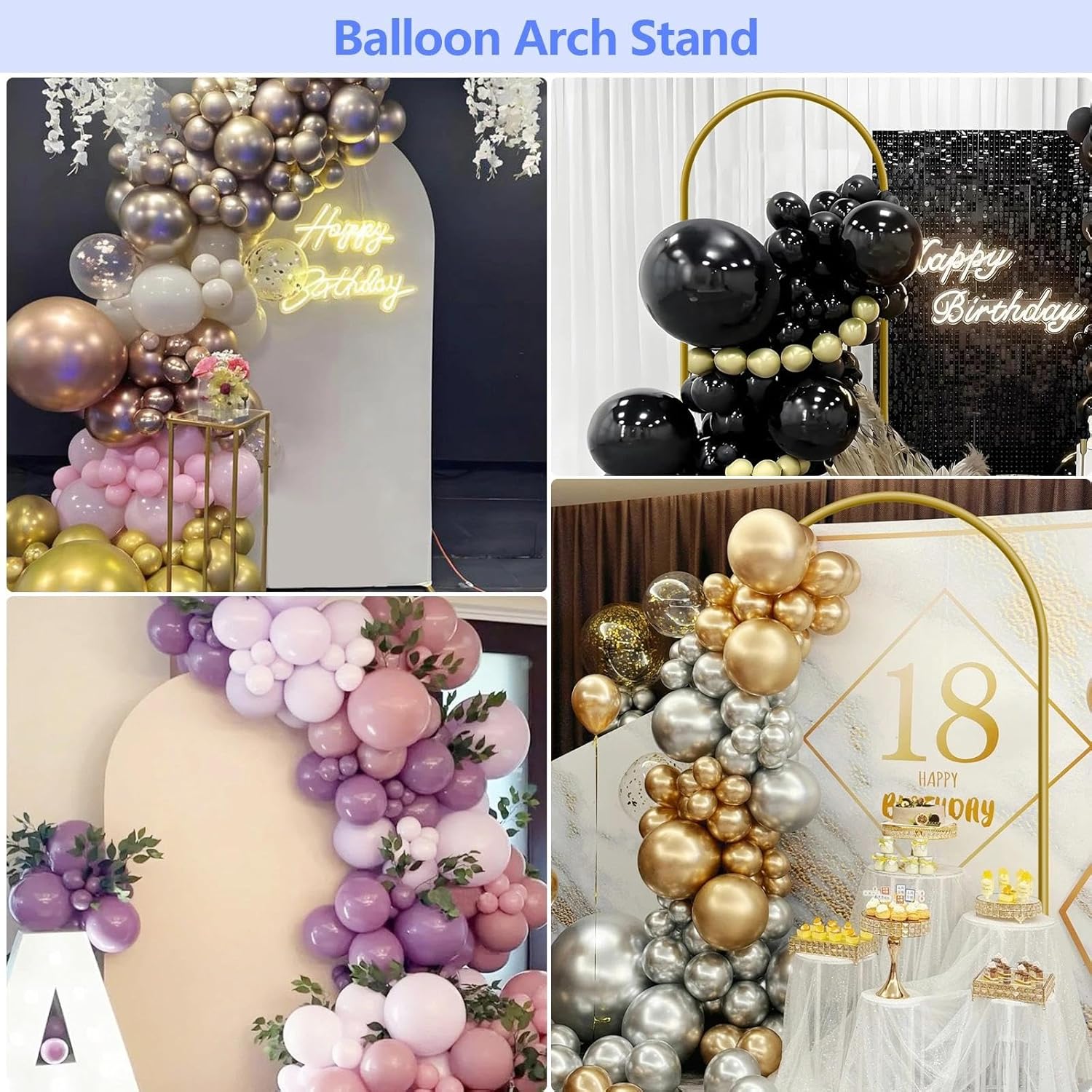 HEMMOTOP Metal Arch Backdrop Stand and Cover Set 6.6 ft, Wedding Arch Stand with White Cover for Party, Birthday, Wedding, Bridal Shower, Baby Shower (White, 6.6 ft)