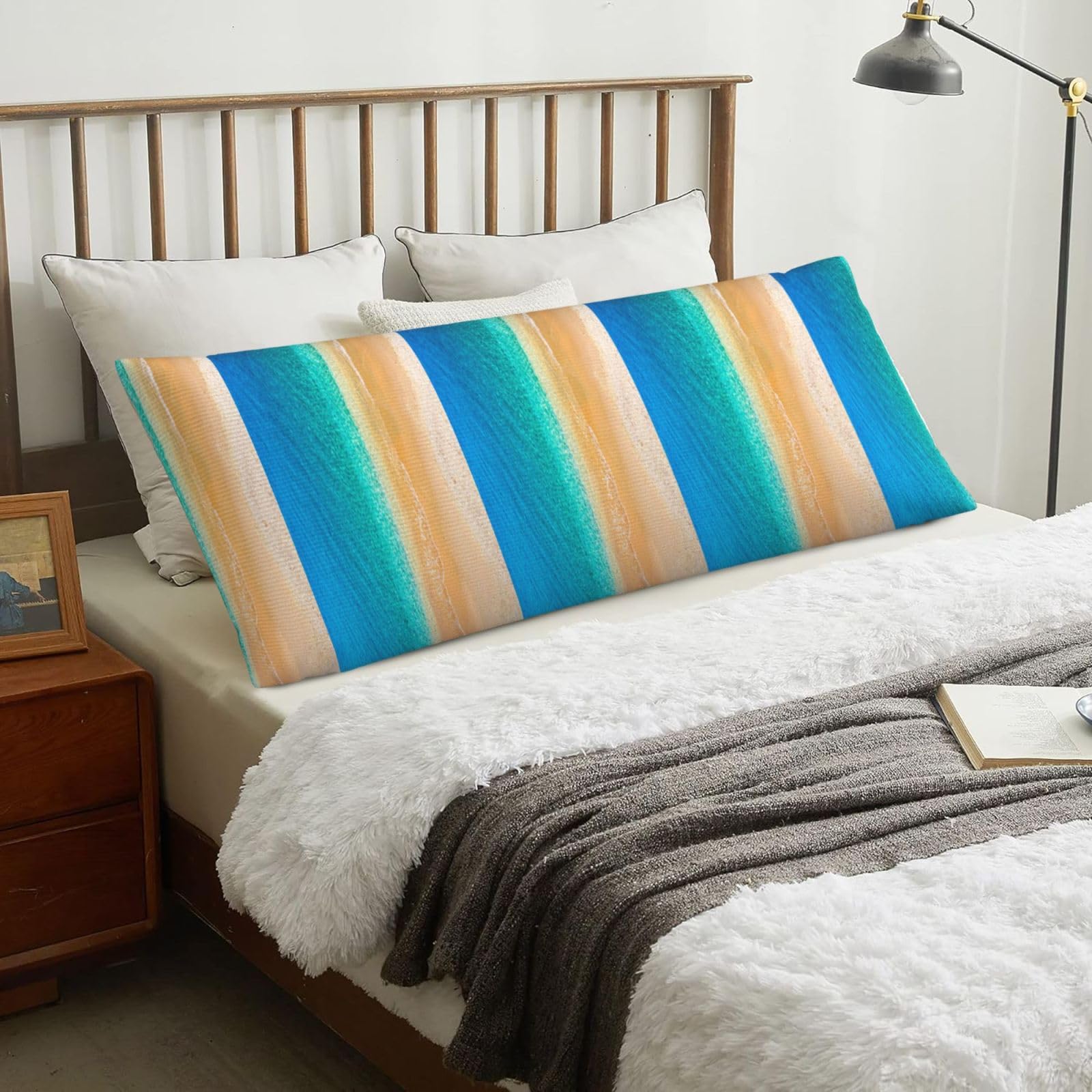Beach Sea Waves Beach Sand, Body Pillow Cover with Zipper,Long Body Pillowcase 20 x 60 in
