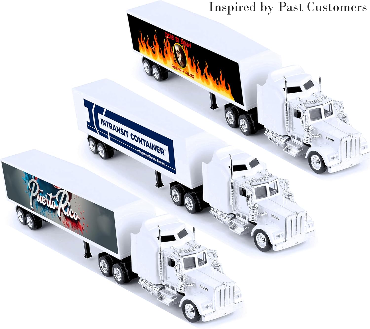 NewRay Truck Gift for Truckers, Kenworth W900, Your Logo On Long Hauler Truck Replica, White-Kenworth 1/43 Scale