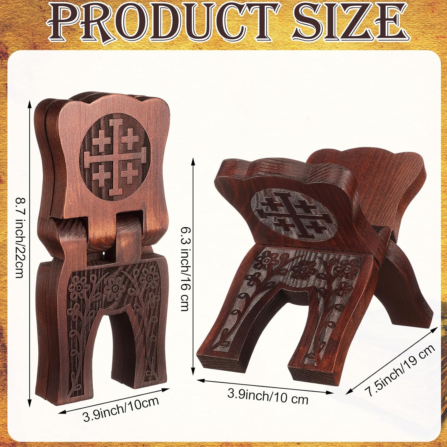 Cinnvoice Collapsable Pinewood Prayer Bible Book Stand Wooden Book Holder Quran Holy Bible Display Support Reading Books Holder Folding Religious Prayer Stand for Church Chapel Supplies Gift