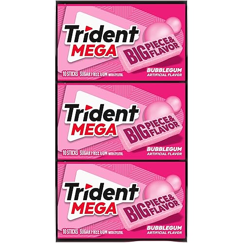 Vista 52 de Trident Mega Spearmint - Goma de mascar sin azúcar, 9 paquetes de 10 unidades (90 unidades en total), 10 unidades (paquete de 9)