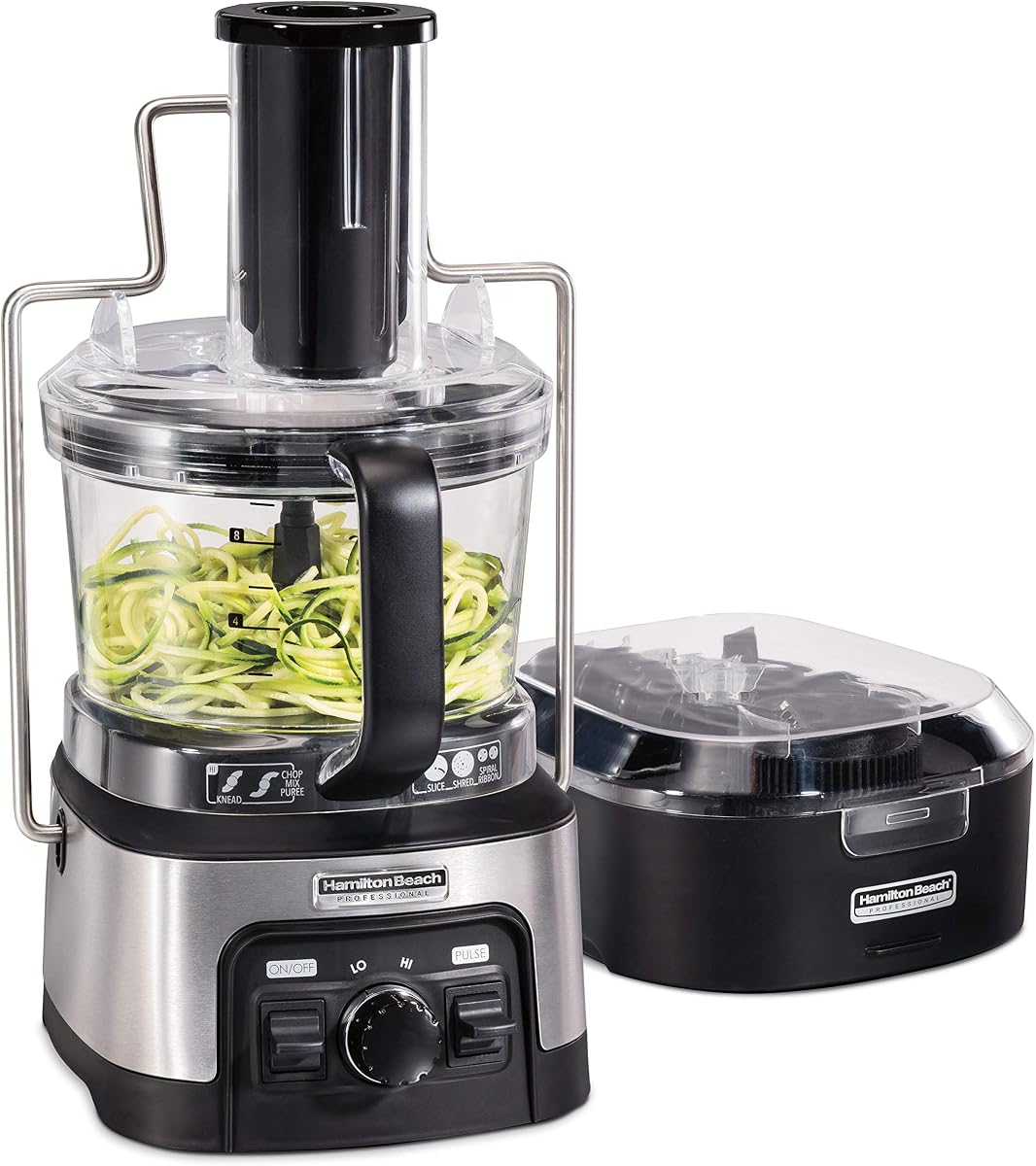 Stack & Snap Food Processor & Veggie Spiralizer for Slicing, Shredding and Kneading, Extra-Large 3" Feed Chute Fits Whole Vegetables, 12 Cups, Stainless Steel (70815)
