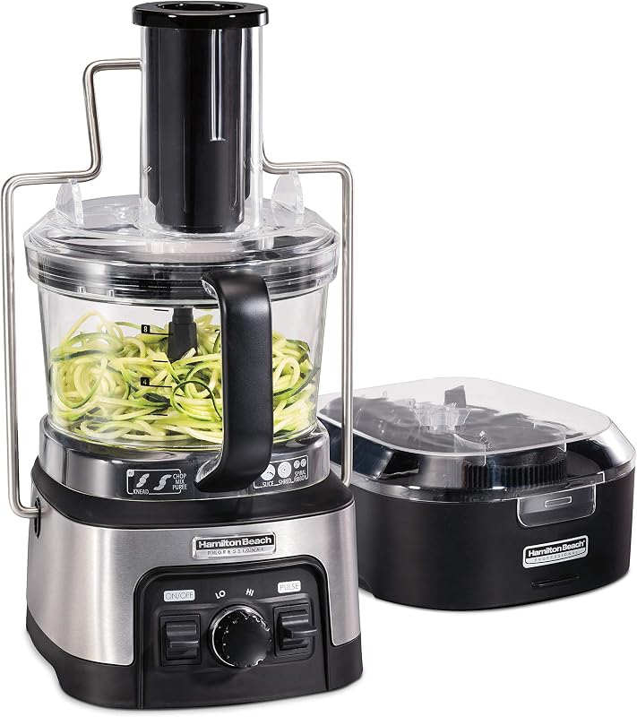 Stack & Snap Food Processor & Veggie Spiralizer for Slicing, Shredding and Kneading, Extra-Large 3" Feed Chute Fits Whole Vegetables, 12 Cups, Stainless Steel (70815)