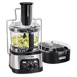 Hamilton Beach Professional Stack & Snap Food Processor & Veggie Spiralizer for Slicing, Shredding and Kneading, Extra-Large 3' Feed Chute Fits Whole Vegetables, 12 Cups, Stainless Steel (70815)