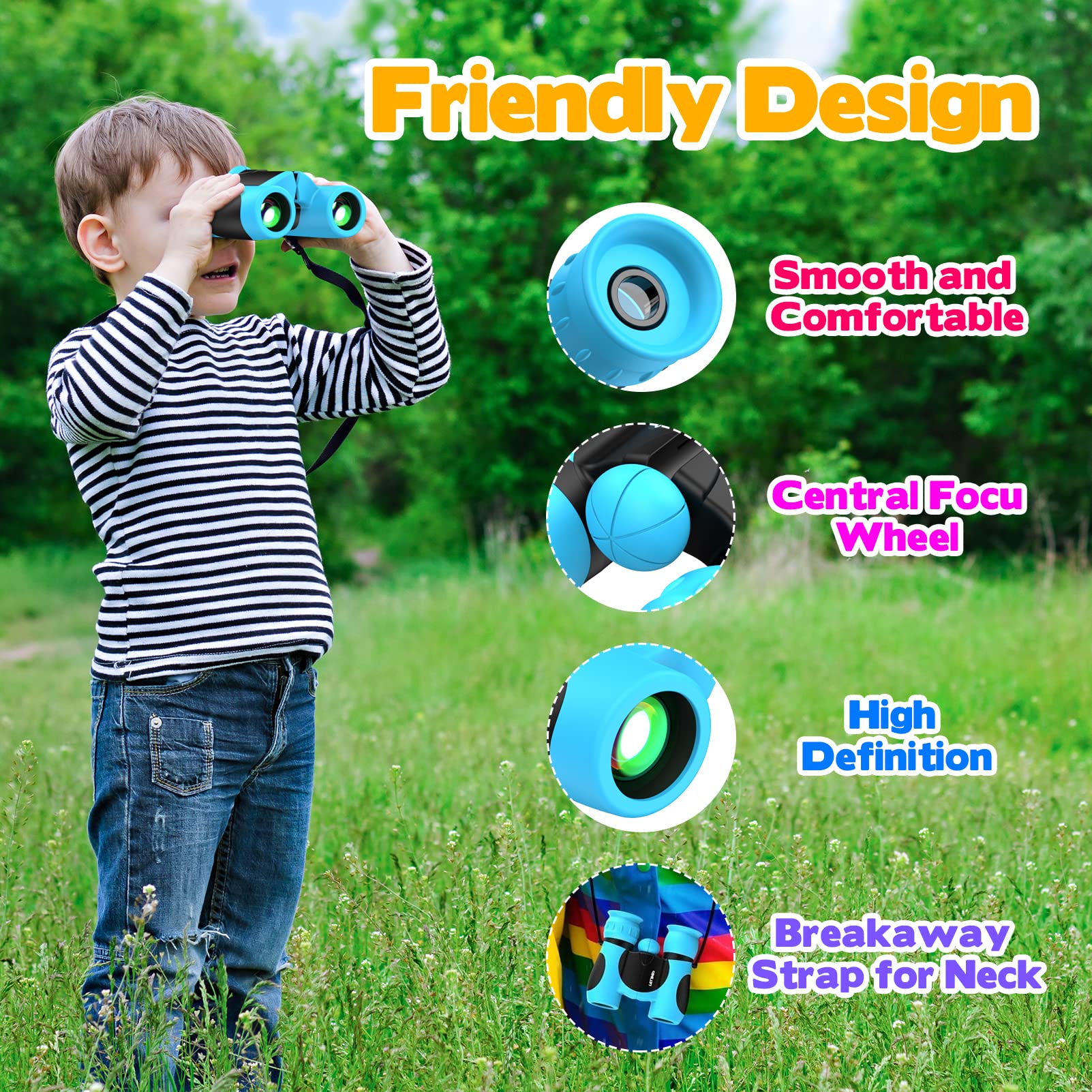 DejaNard Kompaktes Wasserdichtes Fernglas für Kinder 8x21 - Draussen Spielzeug & Geschenke für Kinder [Zum Beobachten von Tieren, Landschaften und Sternen] (Blau)