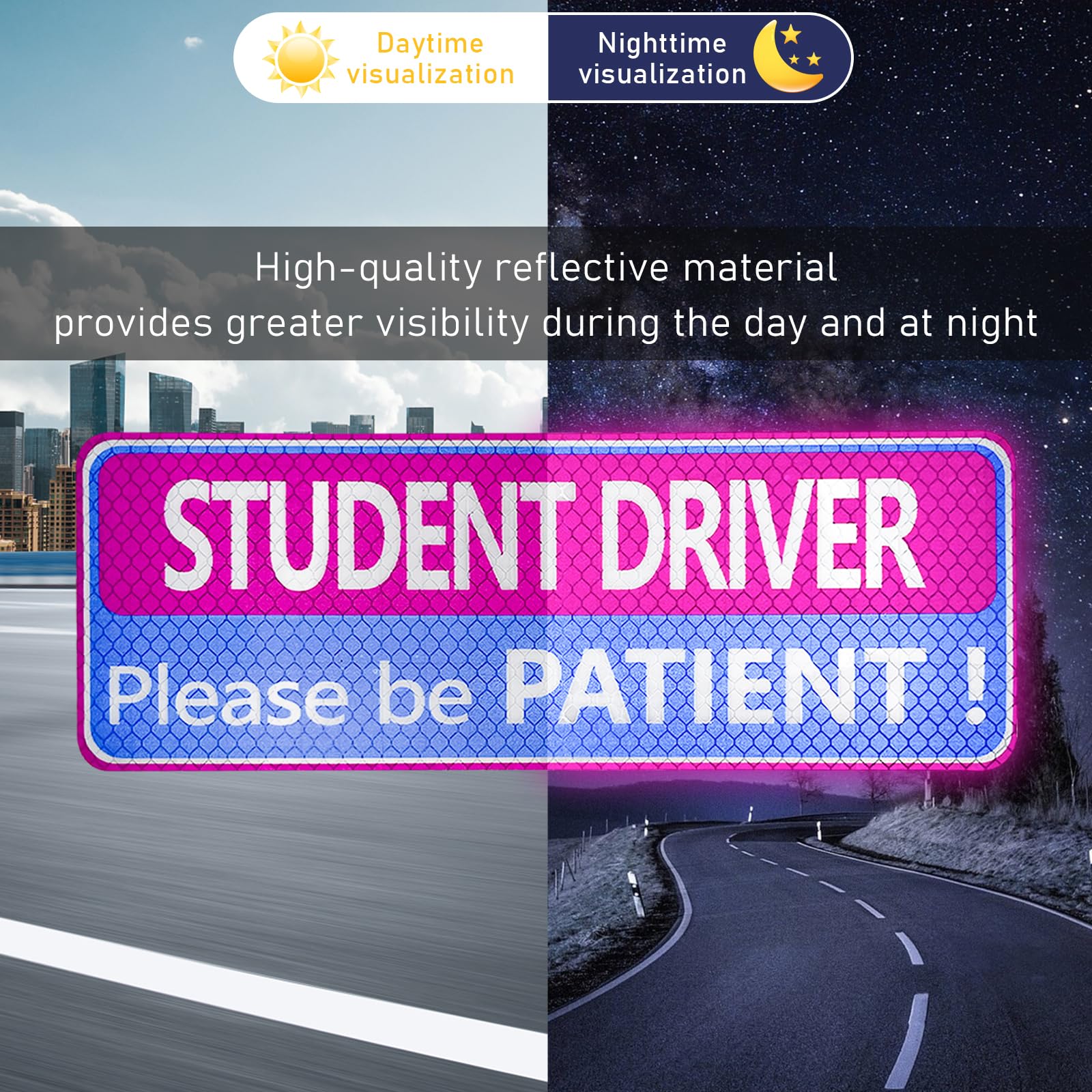 Ohleats 3PCS Student Driver Car Magnets – Reflective Warning Decals For New Drivers, Removable