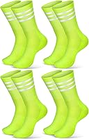 Breathffy 4 Pairs Glow-in-the-Dark Reflective Cycling Running Socks - Compression Arch Support Night Safety