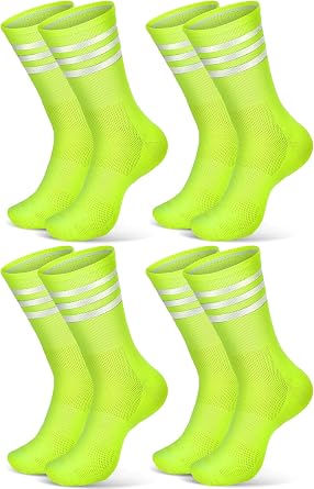 4 Pairs Glow in Dark Reflective Socks Cycling
