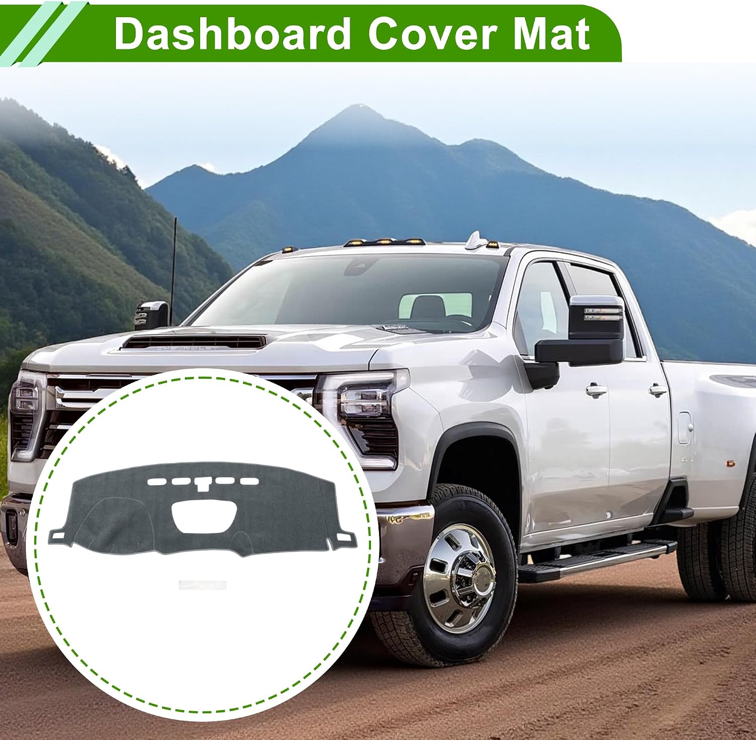 Dashboard Cover for Chevrolet Silverado 2019-2025 Dash Cover Mat Carpet Center Console Dash Cover Mat Car Interior Anti-Slip Polyester Gray 1 Pc