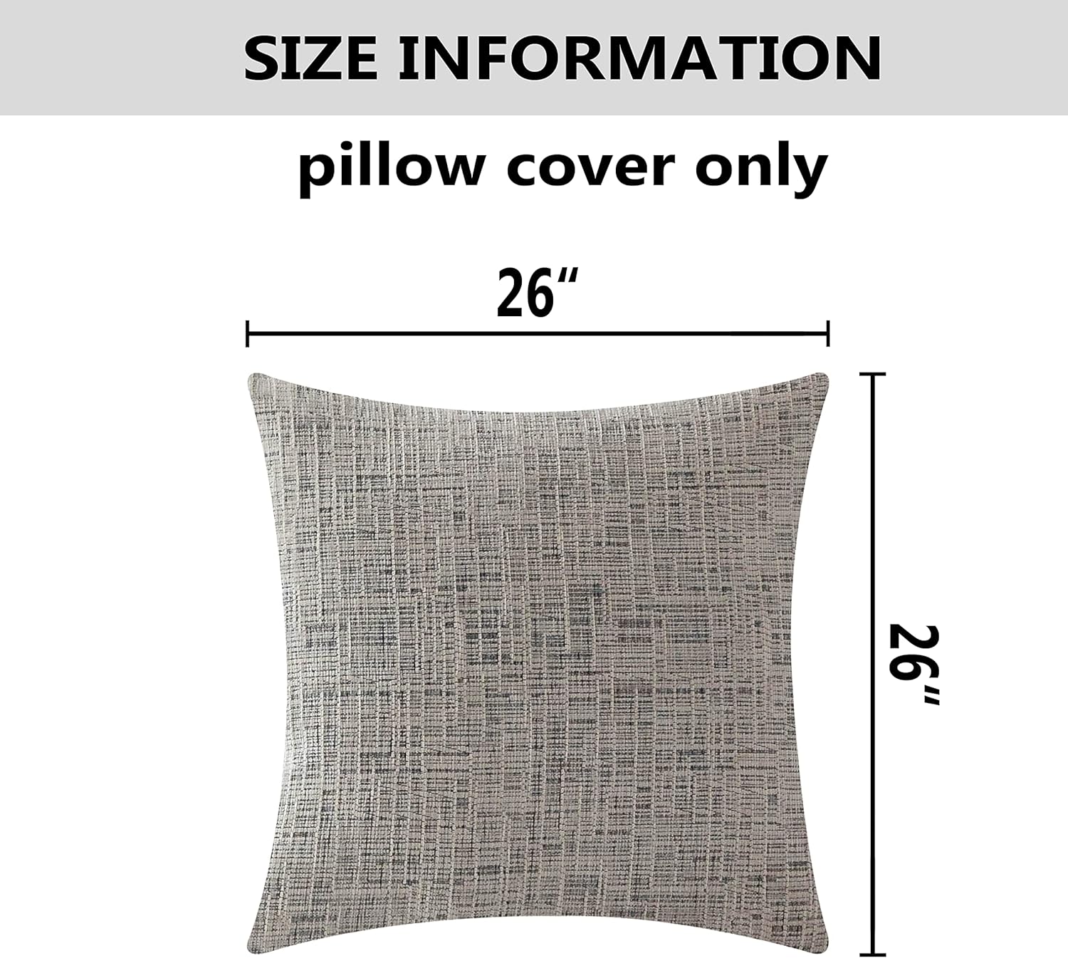 Home Brilliant 26x26 Pillow Covers Fall Throw Pillow Cases for Couch Euro Shams Super Soft Striped Chenille Velvet Plush Cushion Cover for Living Room, 26" x 26" (66cm), Cream Mixed Black