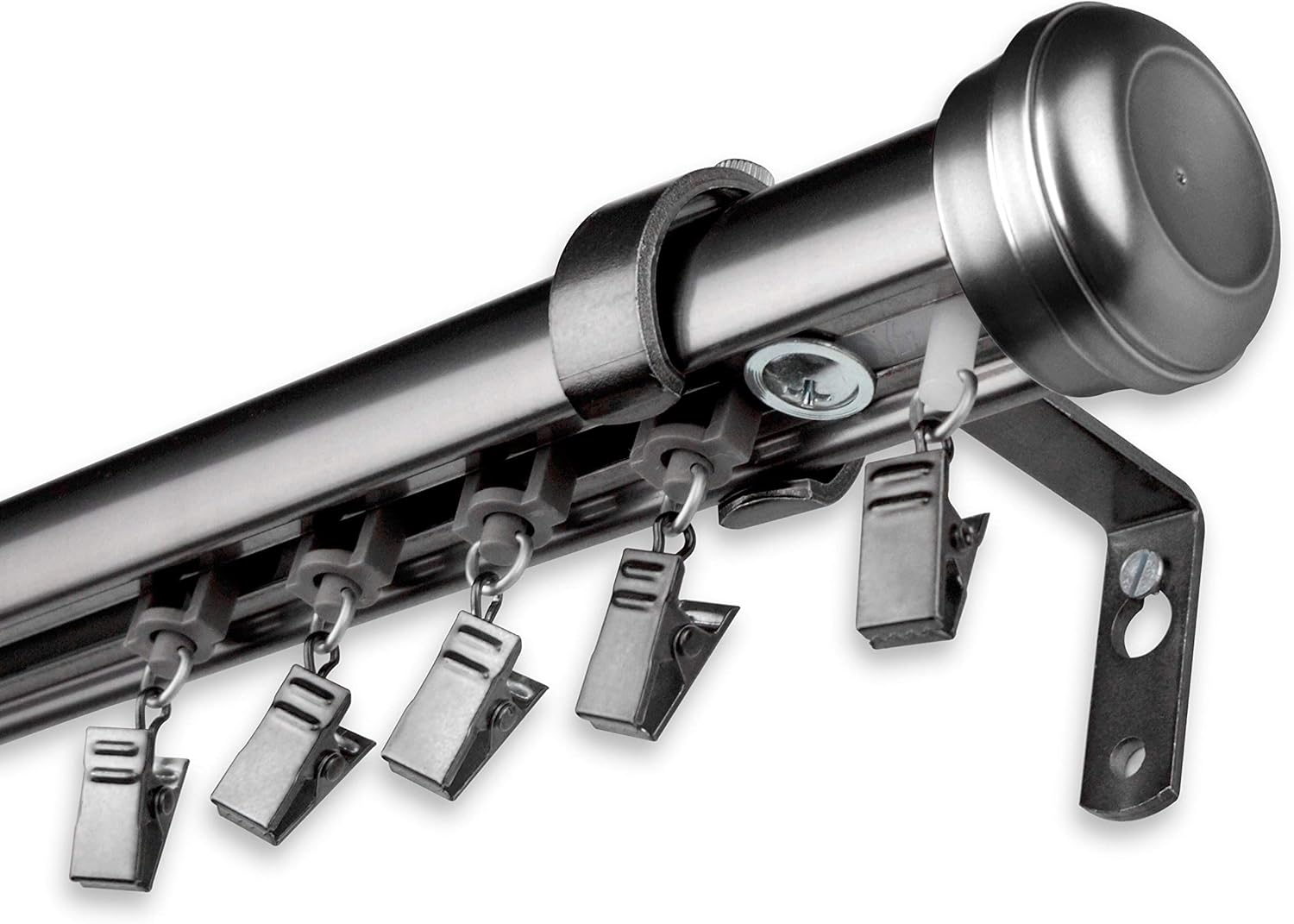Edison Cordless Traverse Rod Black 110 to 156 inch Black Finish