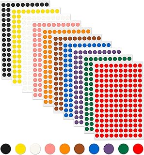RubiGo - 8mm Sticky Dots 1500/3000 Coloured Dot Stickers, 10 Assorted Colours (10 Colours, 1500 Dots)