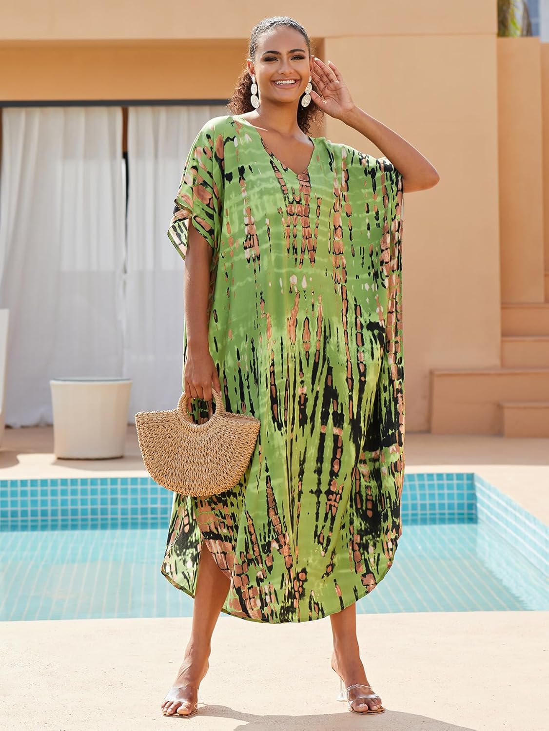 Kaftan for Women Plus Size Bathing Suit Cover up Batwing Dress Loose fit Moroccan Caftan mumu Dresses for Women - Image 3