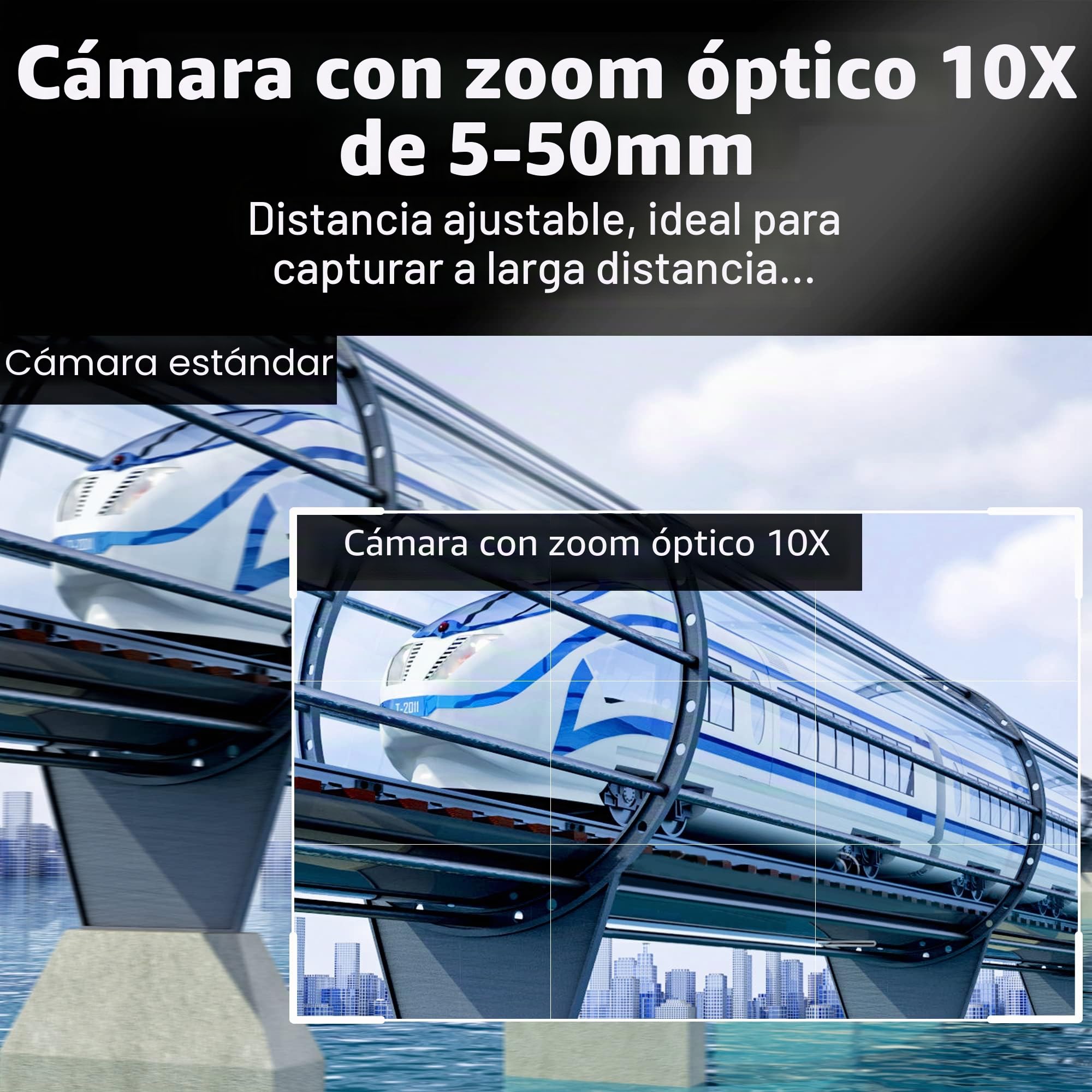 G Webcam 4K Varifocal USB 10X Zoom Óptico, 5-50 mm Vari-Focus Webcam 4K Ultra HD 2160P, Sensor IMX317, Varifocal USB Zoom Webcam para Mac/Windows/Linux