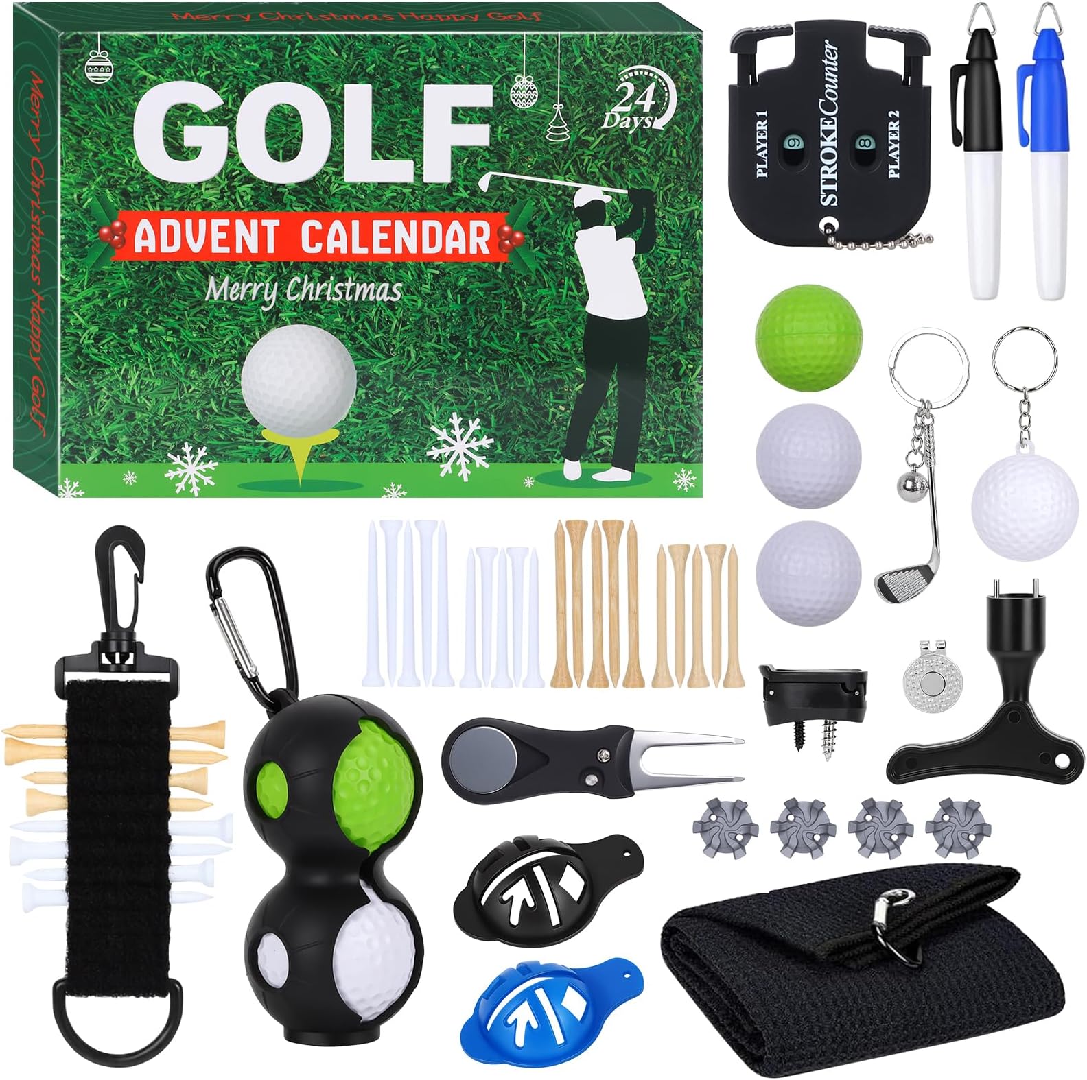 Golf Advent Calendar 2025 for Adults Boys,24-Days Christmas Count-down Calendar Wonderful for Golfers,Men,Dad,Husband,Friends Featuring Golf Balls, Tees, Ball Markers
