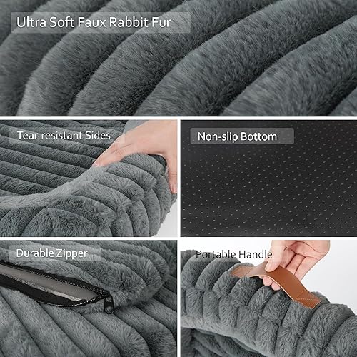 Miniatura 7 de Bonita cama para perros de gran tamaño, cama ortopédica calmante y duradera con lados de refuerzo, cama lavable para mascotas con asa y funda