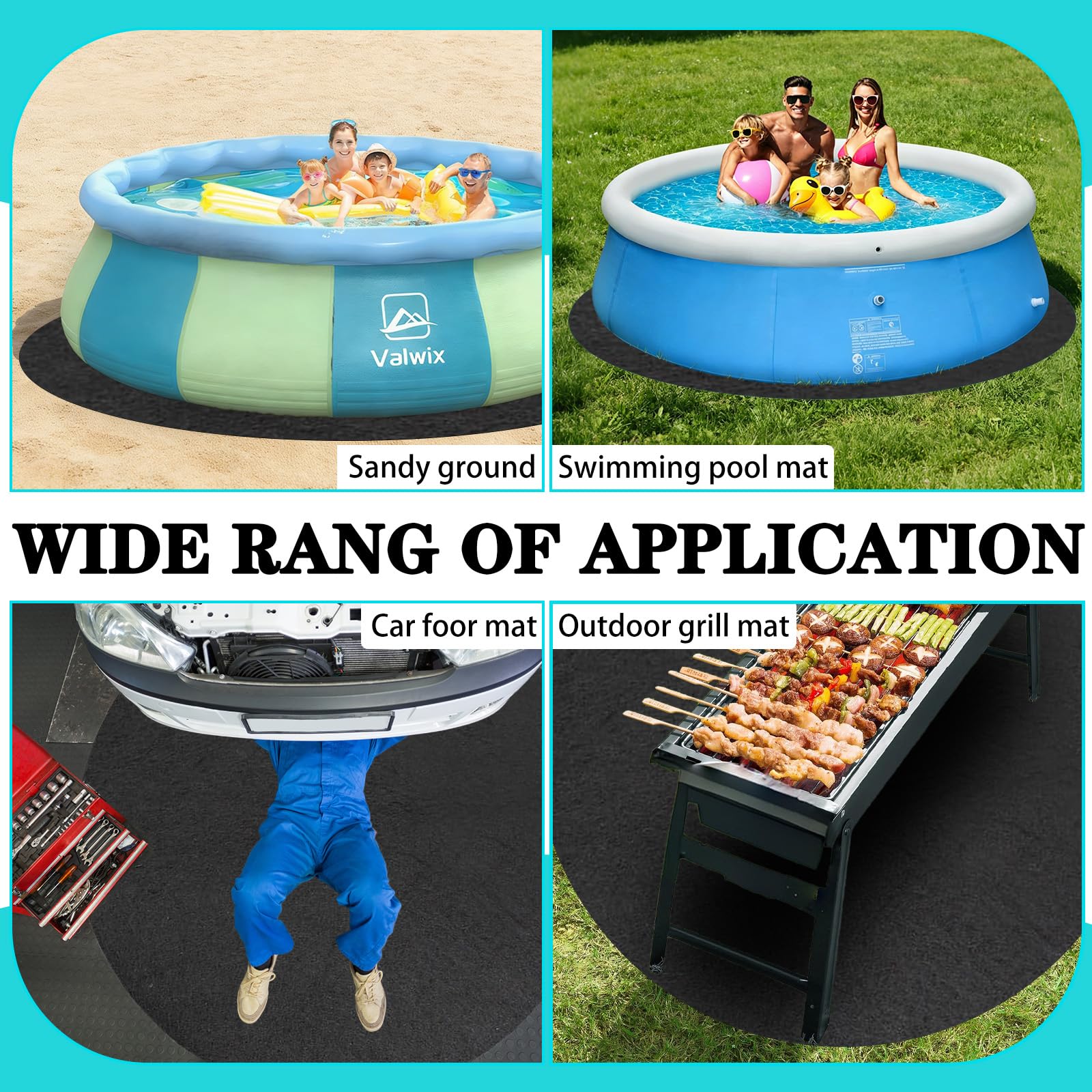 Poolunterlage Rund, Pool Unterlage Outdoor, Bodenschutzmatte Pool, Poolmatten Schutzboden Faltbarer, Whirlpool Unterlage, Pool Bodenplane, Wiederverwendbar (370CM)