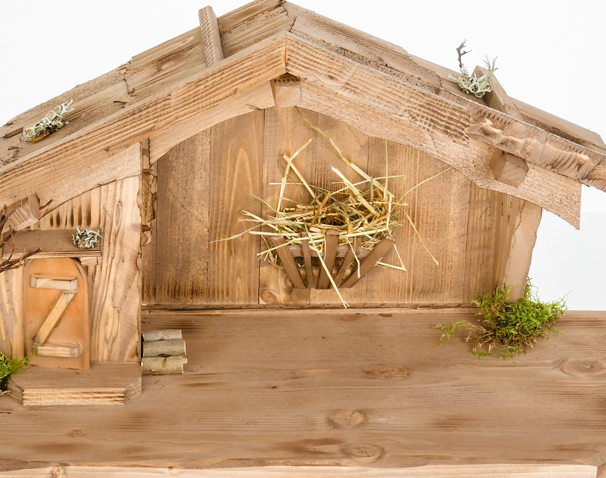 Weihnachtskrippe aus Holz-Braun (W08+Figuren) Krippe Krippenstall Weihnachten Weihnachtskrippen Tischkrippen Krippenfiguren
