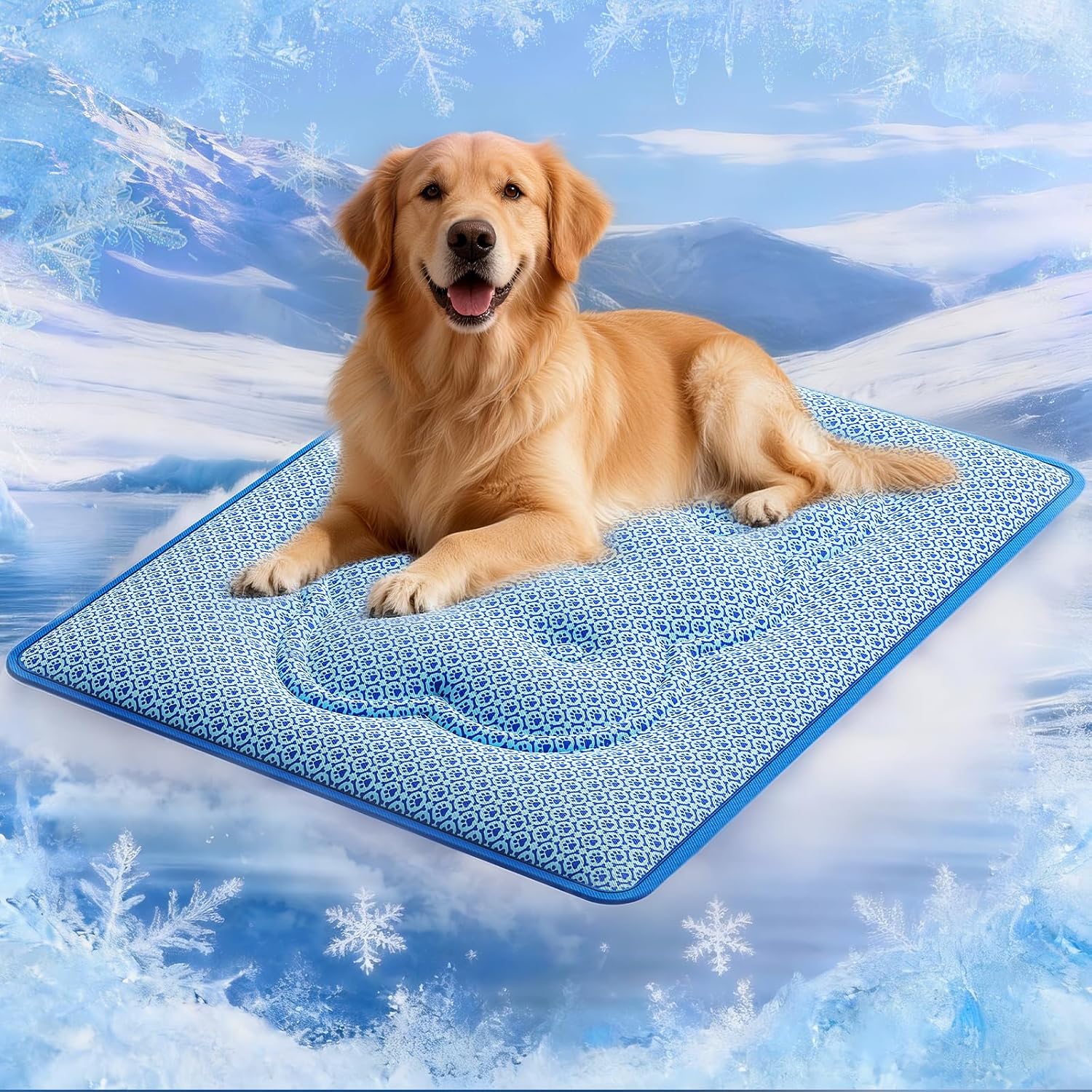 Dog Cooling Mat, Thick Cooling Mat for Extra Large Dogs with PCM & Thermochromic Tech, Dual-Sided Durable Waterproof Cool Dog Bed Mat, Q-Max>0.5, Machine Washable, Non-Toxic - XL(31" x 43")