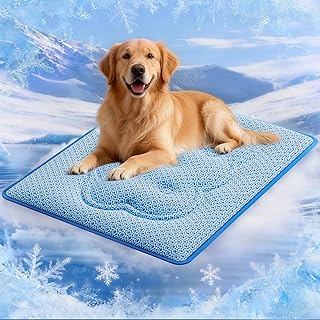 Kühlmatte für Hunde, 109x78cm Kühlmatte Hund Selbstkühlend mit PCM und Thermochromer Technologie für groß Hunde, doppelseitige, Q-Max > 0.5, Verdickt Waschbar ungiftig Kühldecke Hund - Blau