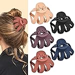 Lolalet Octopus Hair Claw Clips, 5 Pack Non-slip Jaw Clips Medium Hair Clamps for Thick Curly Long Hair, Wide Grip Hair Accessories for Women -Style C