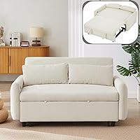 Vista 10 de Sofá cama plegable de dos plazas, sofá cama convertible 3 en 1 con puertos USB y 2 almohadas, tapizado de microfibra, sofá cama para sala de estar