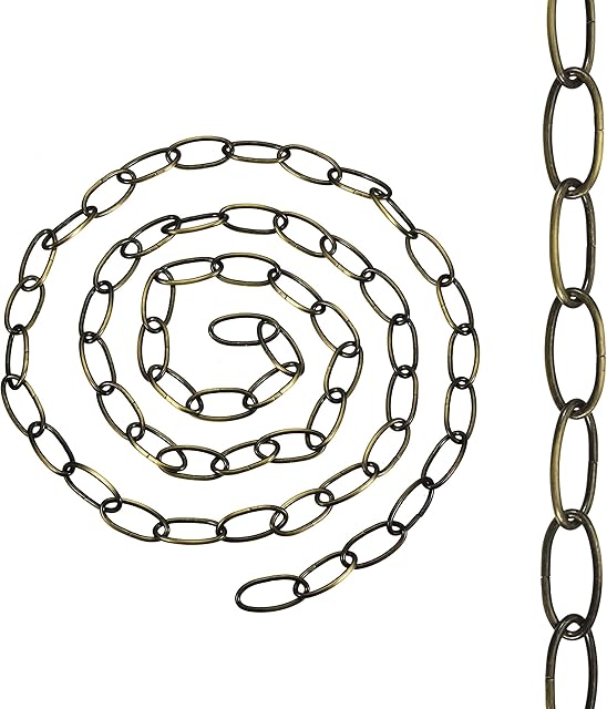 LEDSone Heavy Duty Metal Chain for Vintage Chandelier Suspended Ceiling Pendant Hanging Lamps (Brass)