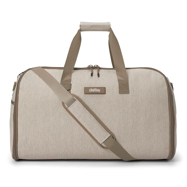 Halfday Convertible 2-in-1 Garment Duffel Weekender Bag 45L Wrinkle-Free Travel Hanging Suit Compartment Shoe Pockets Trolley Sleeve Durable