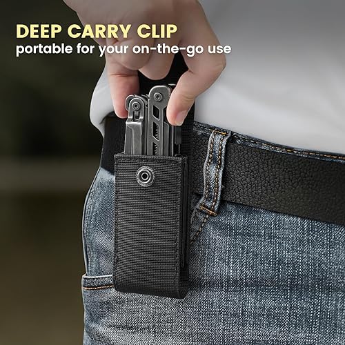 Miniatura 7 de Multiherramienta, alicates multiherramienta de acero inoxidable 16 en 1 con llave hexagonal ajustable, cuchillo de bolsillo de damasco, funda de