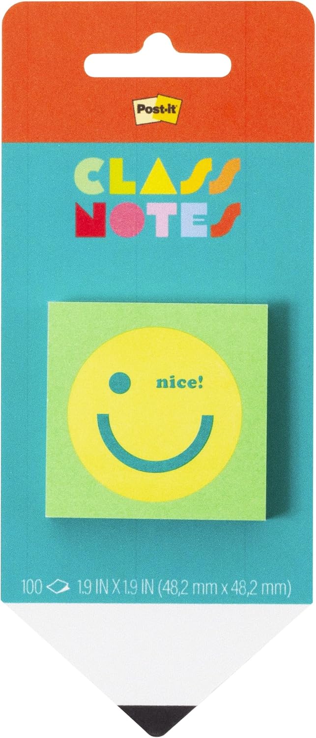 Post-it Cute Sticky Notes, Green & Yellow Notes, 1.9 x 1.9 in., 100 Sheets