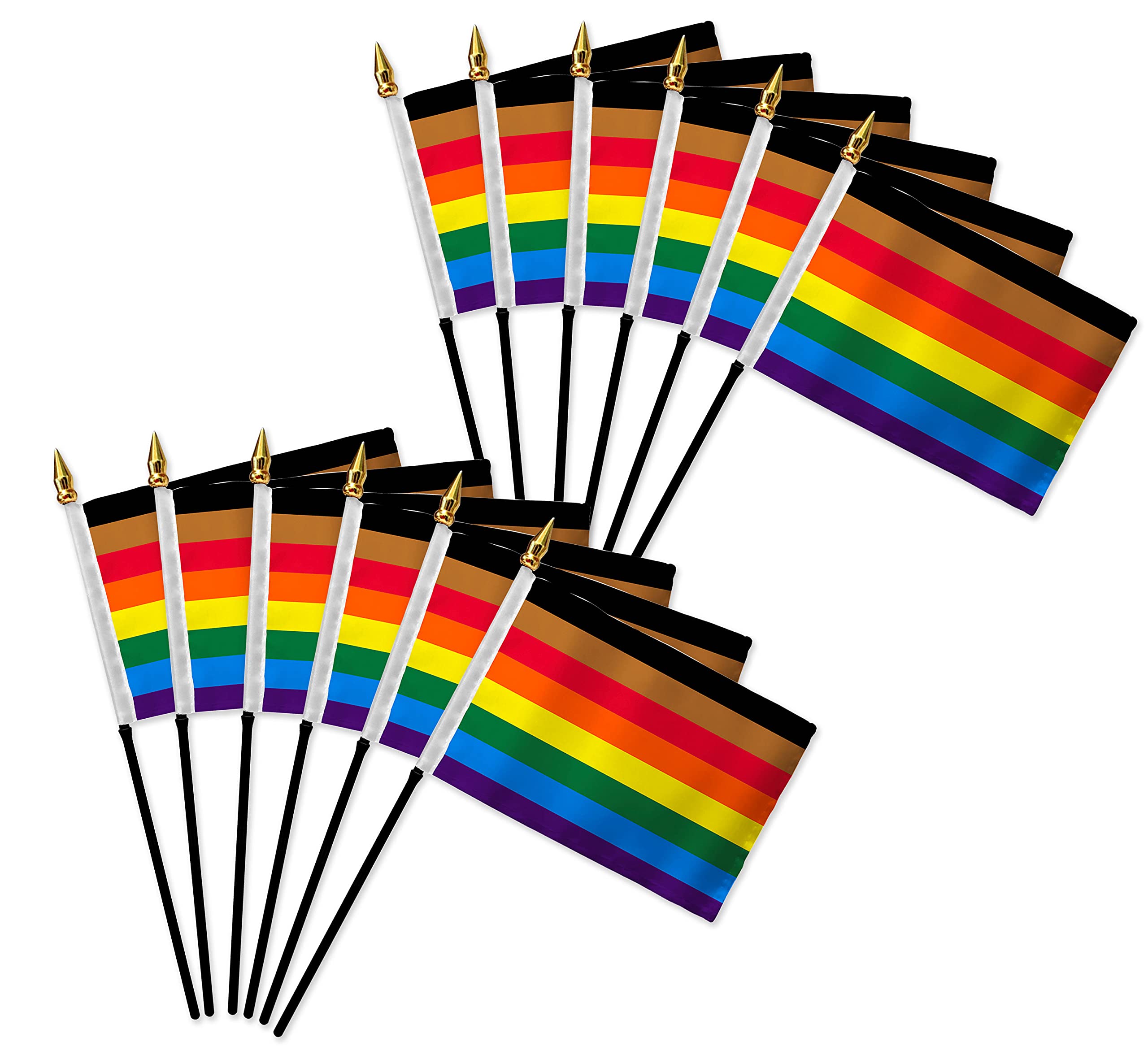 The Flag Joint Philly Rainbow Pride 4x6" Stick Flags - One Dozen Pack