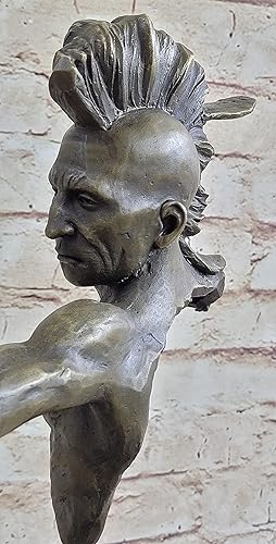 Miniatura 6 de Gran estatua de bronce indio - escultura india limitada - indio con arco - iroqués - guerrero de bronce indio - escultura del salvaje oeste a la