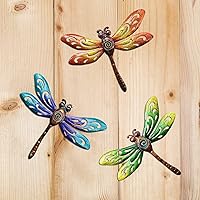 Vista 2 de YNGFIL Decoración artística de pared de libélula para interiores y exteriores, valla de metal para colgar en exteriores para sala de estar