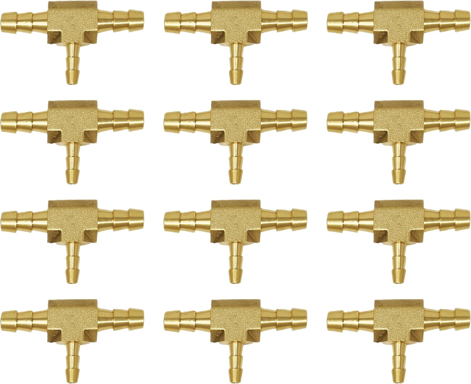 Brass Barb Tee Fitting 1/4" x 1/4" x 1/8" (Set of Twelve
